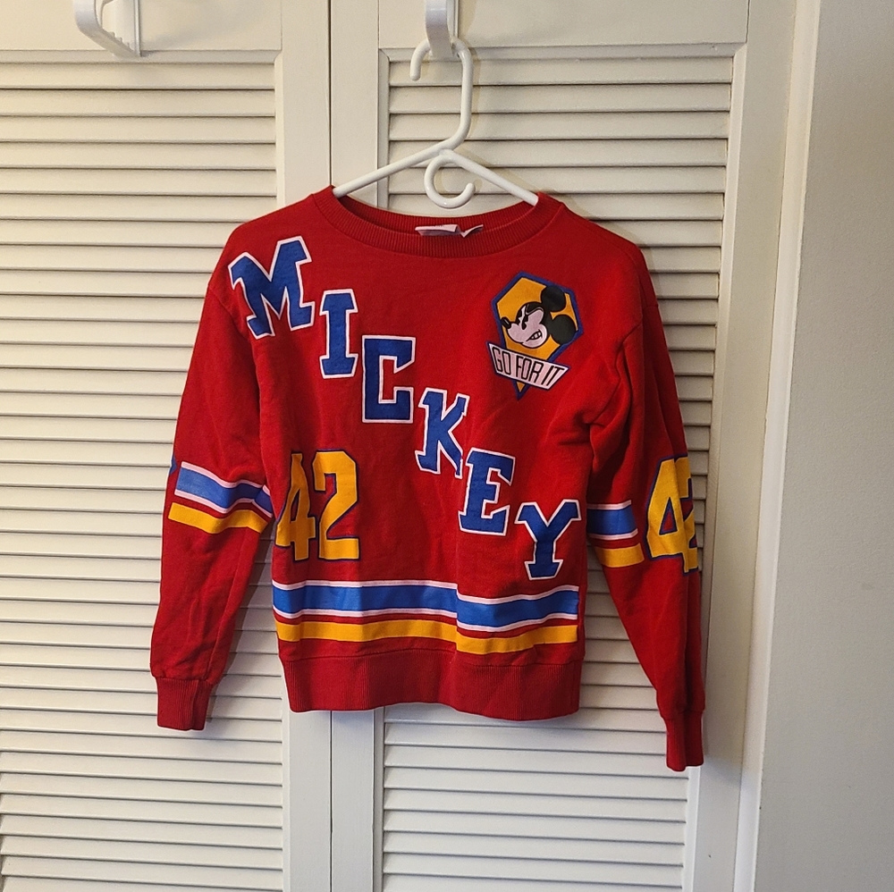 Vintage Team Mickey Number 42 Red Sweatshirt Retro Christmas Mouse Disney Co.